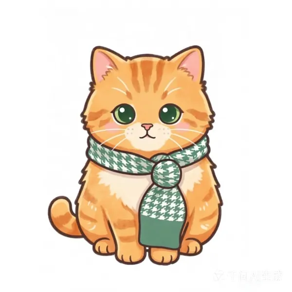 Original image for this example: illustration of an orange cat wearing a green scarf